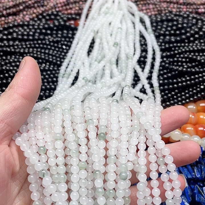 玛瑙/玉髓珠宝半成品未镶嵌2条4-5mm天山翠