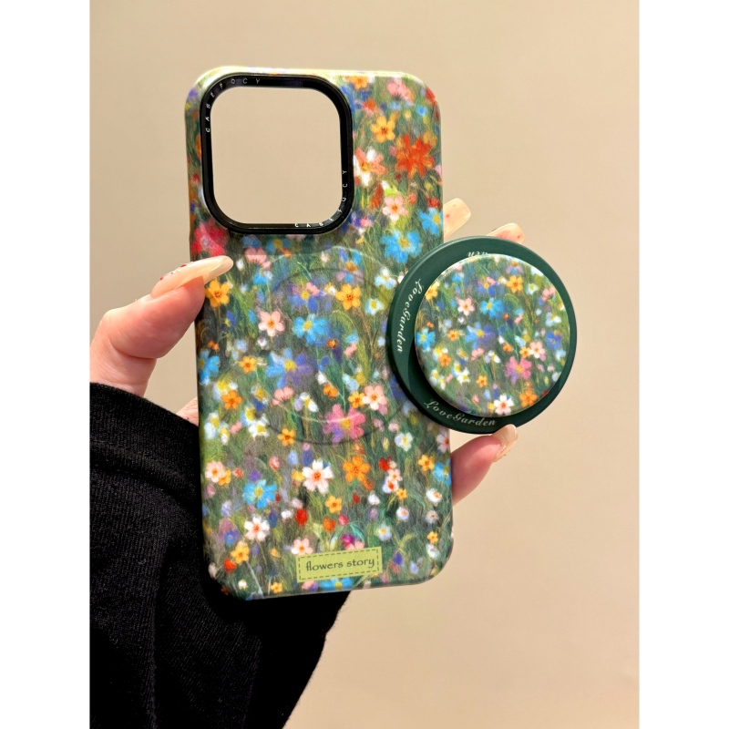 适用苹果iphone16promax春季15pro碎花14pro磁吸支架13ins手机壳