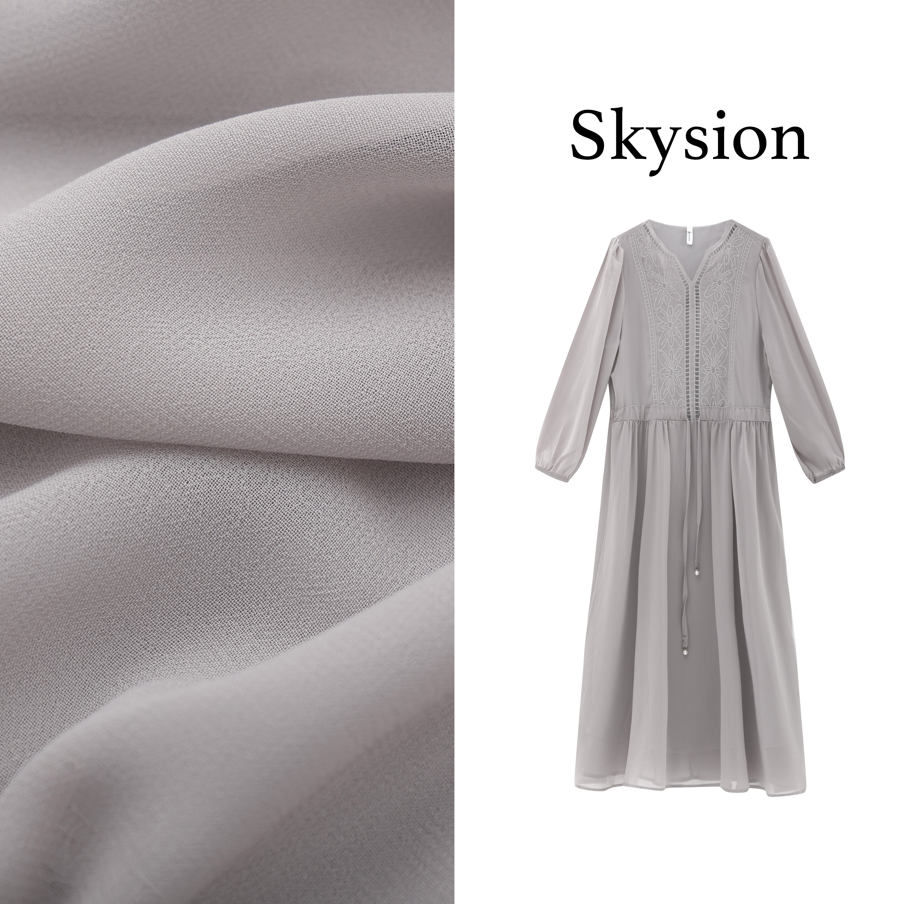 228#重工刺绣雪纺女装连衣裙女夏季新款上档次中长款裙子