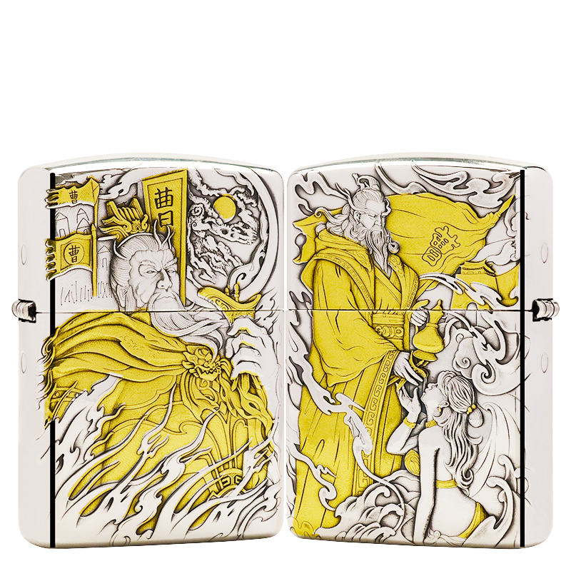 ZIPPO/之宝打火机镀银鎏金【曹操】盔甲机原装正品煤油机DYJ1