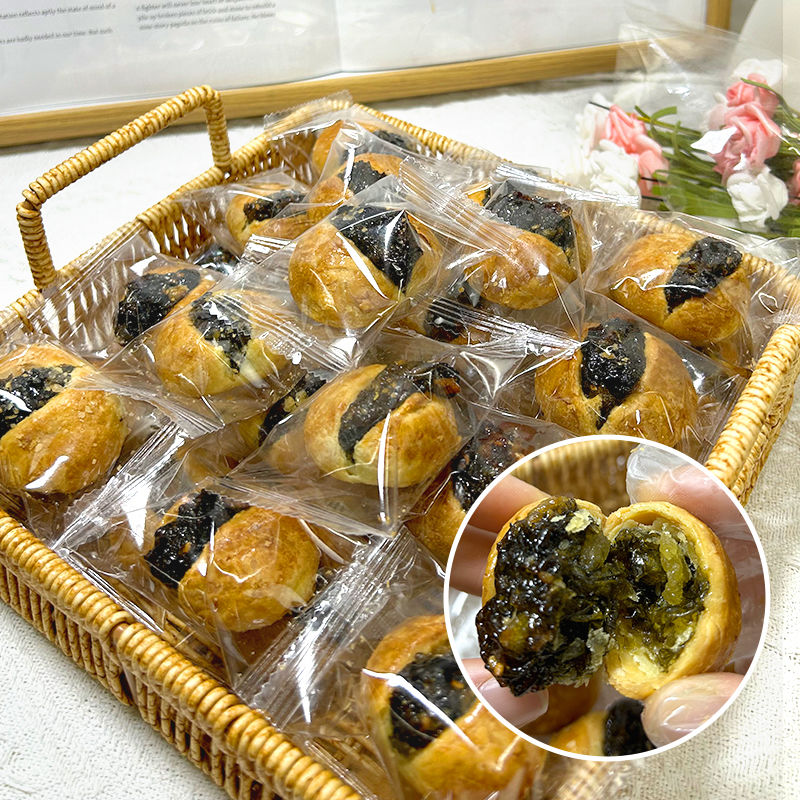 潮汕特产传统手工爆浆紫菜馅海苔酥饼即食零食小吃