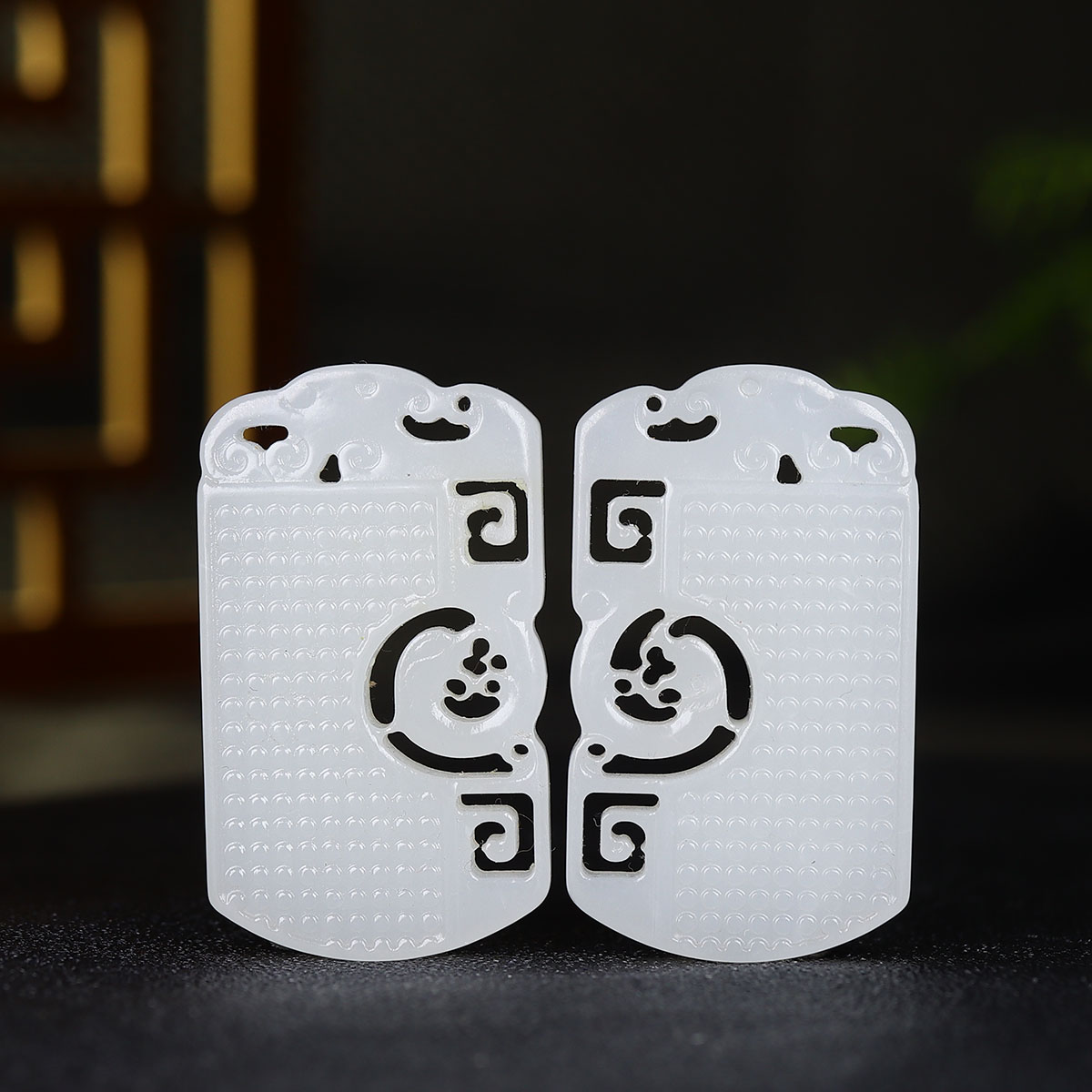 123143和田玉白玉龙凤对牌