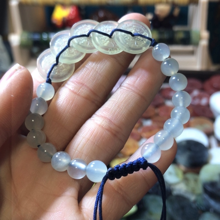 岫玉岫玉五帝钱手链未镶嵌