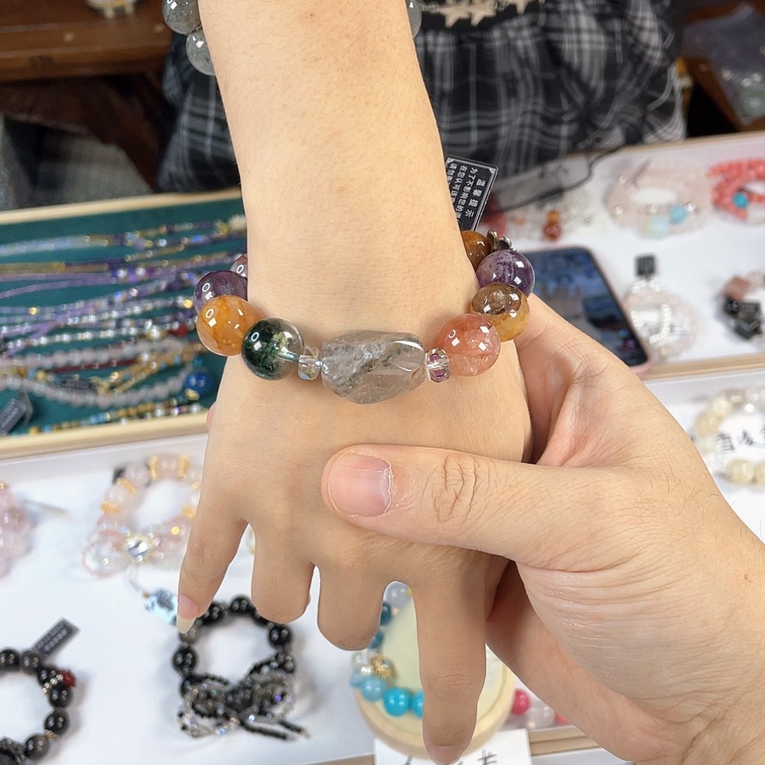 水晶手链银S925镀金镶嵌