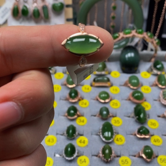 和田玉（碧玉）戒指银S925镶嵌