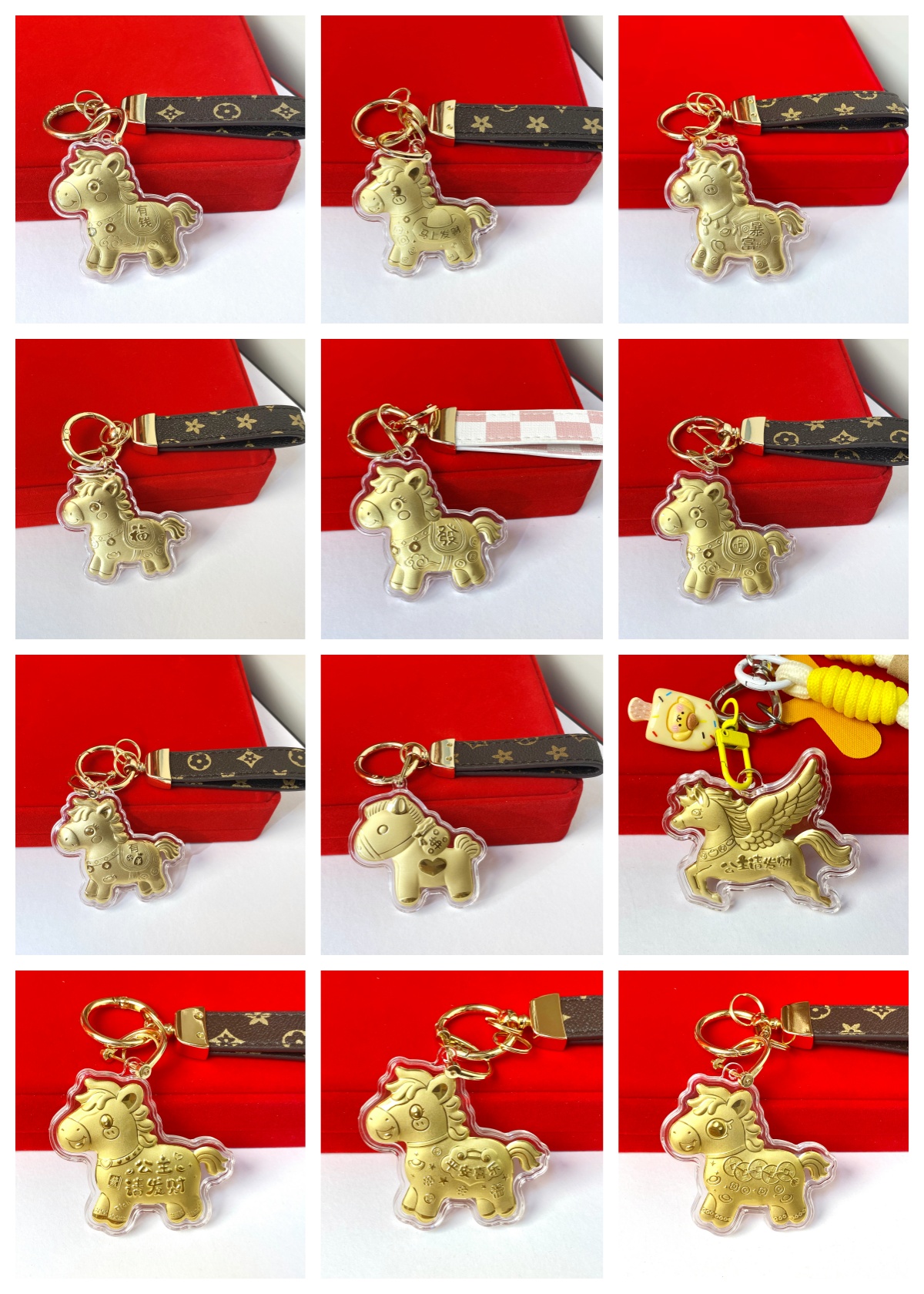 含金工艺品KT小马包包草莓熊水贝爆款钥匙扣手机挂件送礼双十二