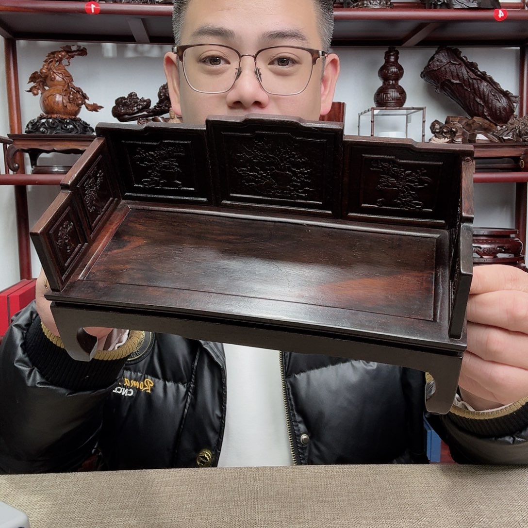大红酸枝工艺品底座