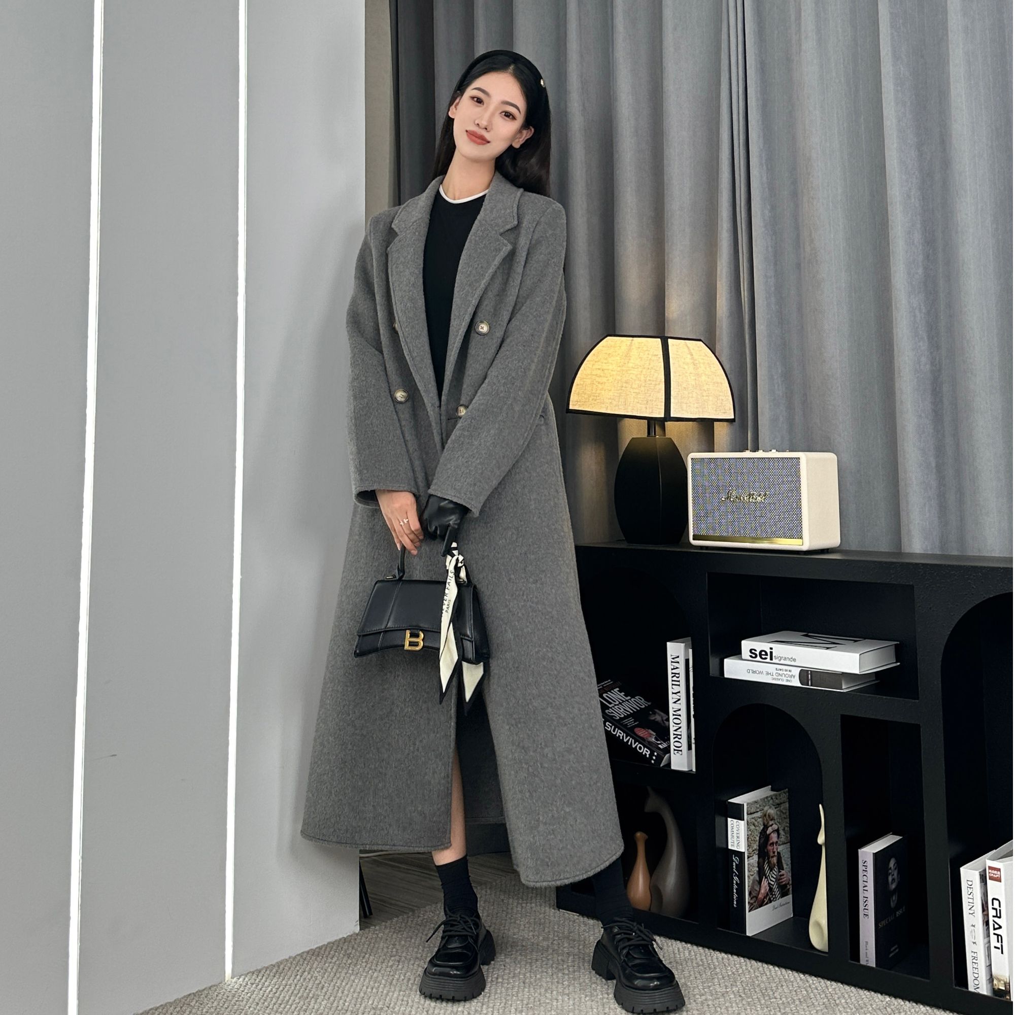 【努力的小龚】【原创超模】双面毛呢加厚超长羊毛大衣高个子高定冬季