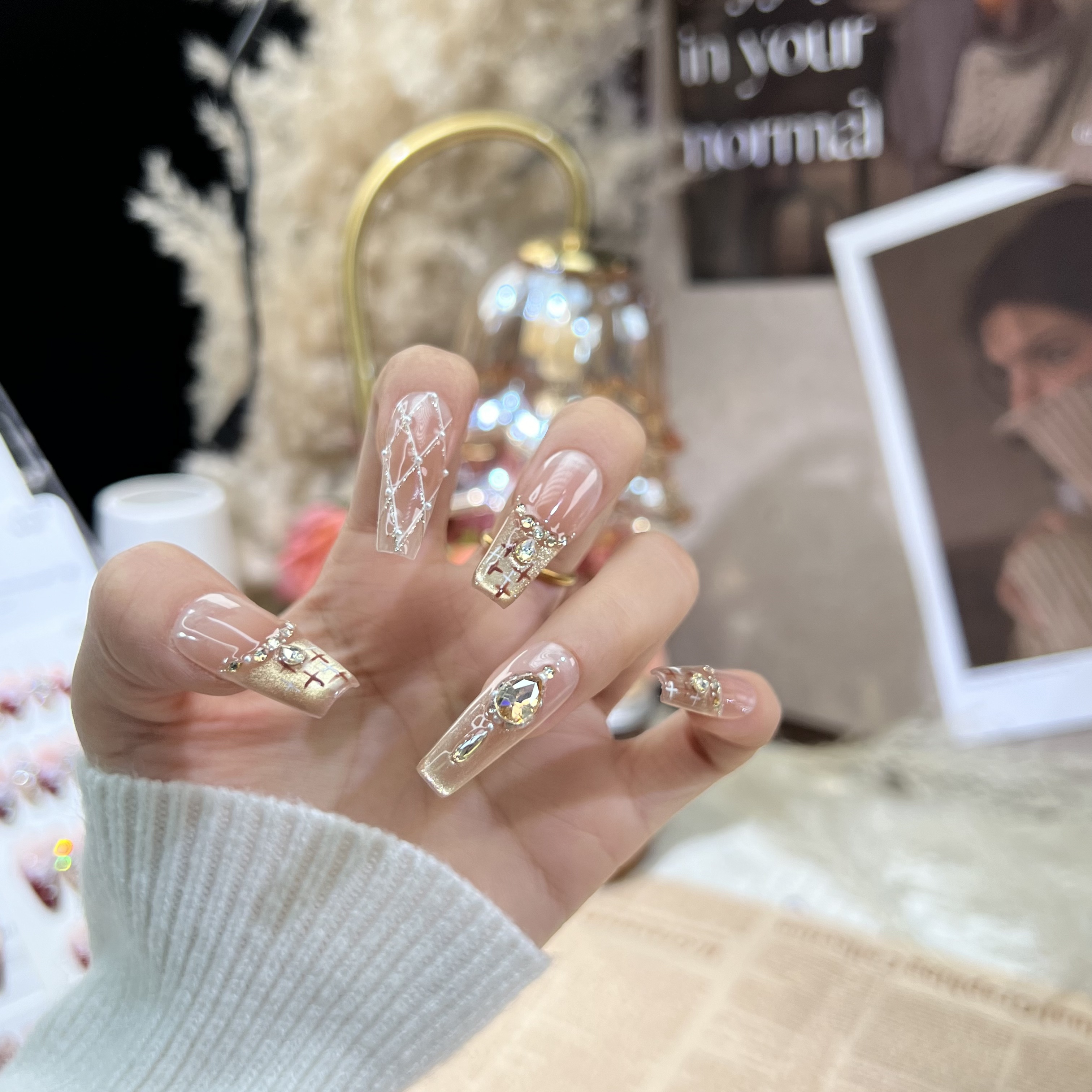 【巴黎夜雨】轻奢显白猫眼渐变纯手工穿戴甲穿戴光疗甲秋冬必备爆款