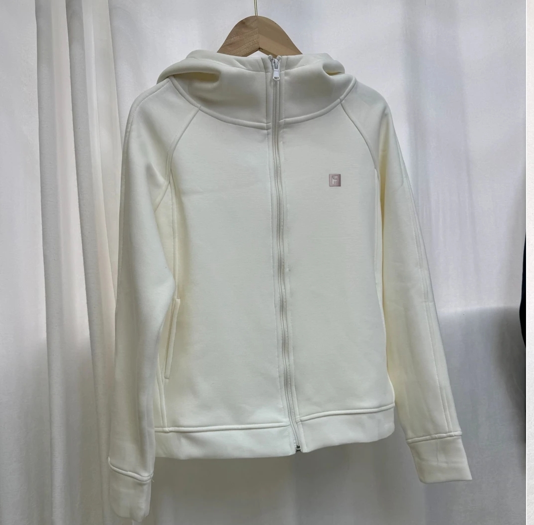 秋冬加绒新款卫衣高级感连帽纯色休闲百搭运动外套简约风开衫002