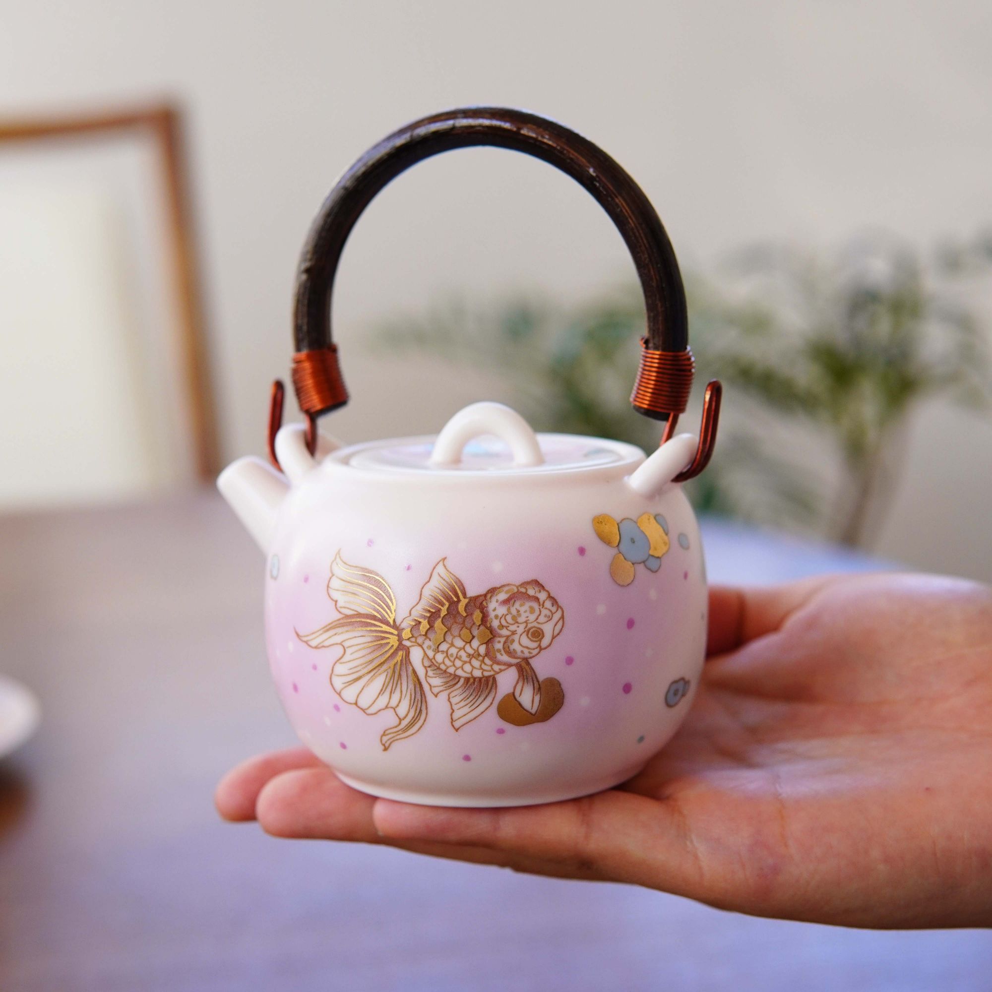亘古粉汝年年有鱼精美提梁壶泡茶壶煮茶家用复古陶瓷大容量煮水