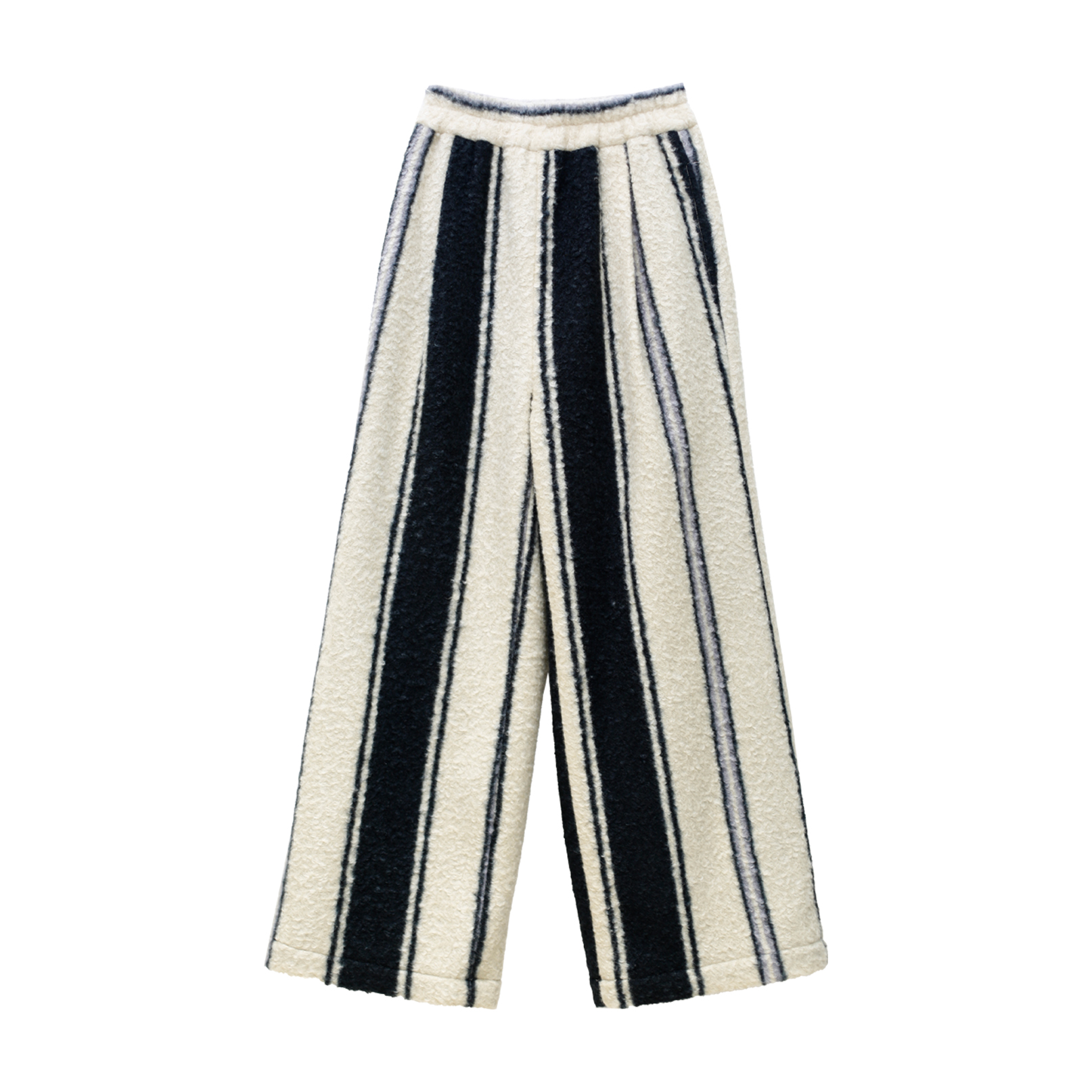 UWK2512084条纹羊毛尼女休闲裤直筒裤大码女装时尚经典保暖百搭
