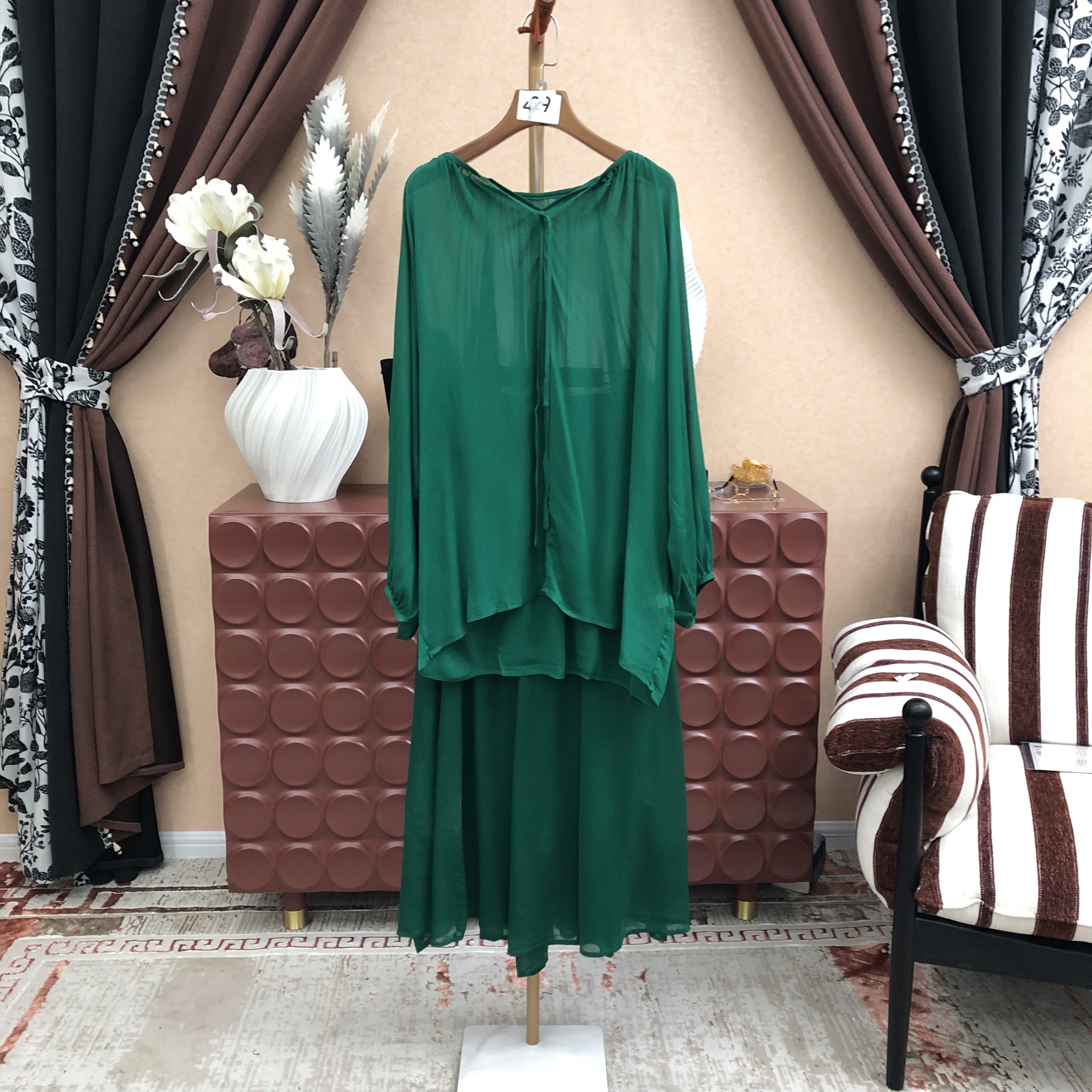 【A467】时尚新款民族风迪拜土耳其重工服饰碎花套装裙气质百搭