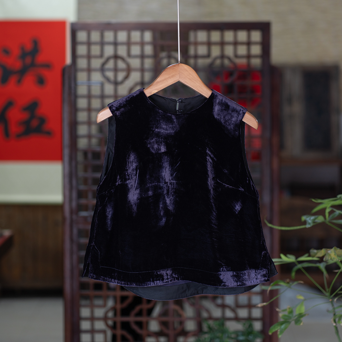 丝绒坎肩中式国风马甲