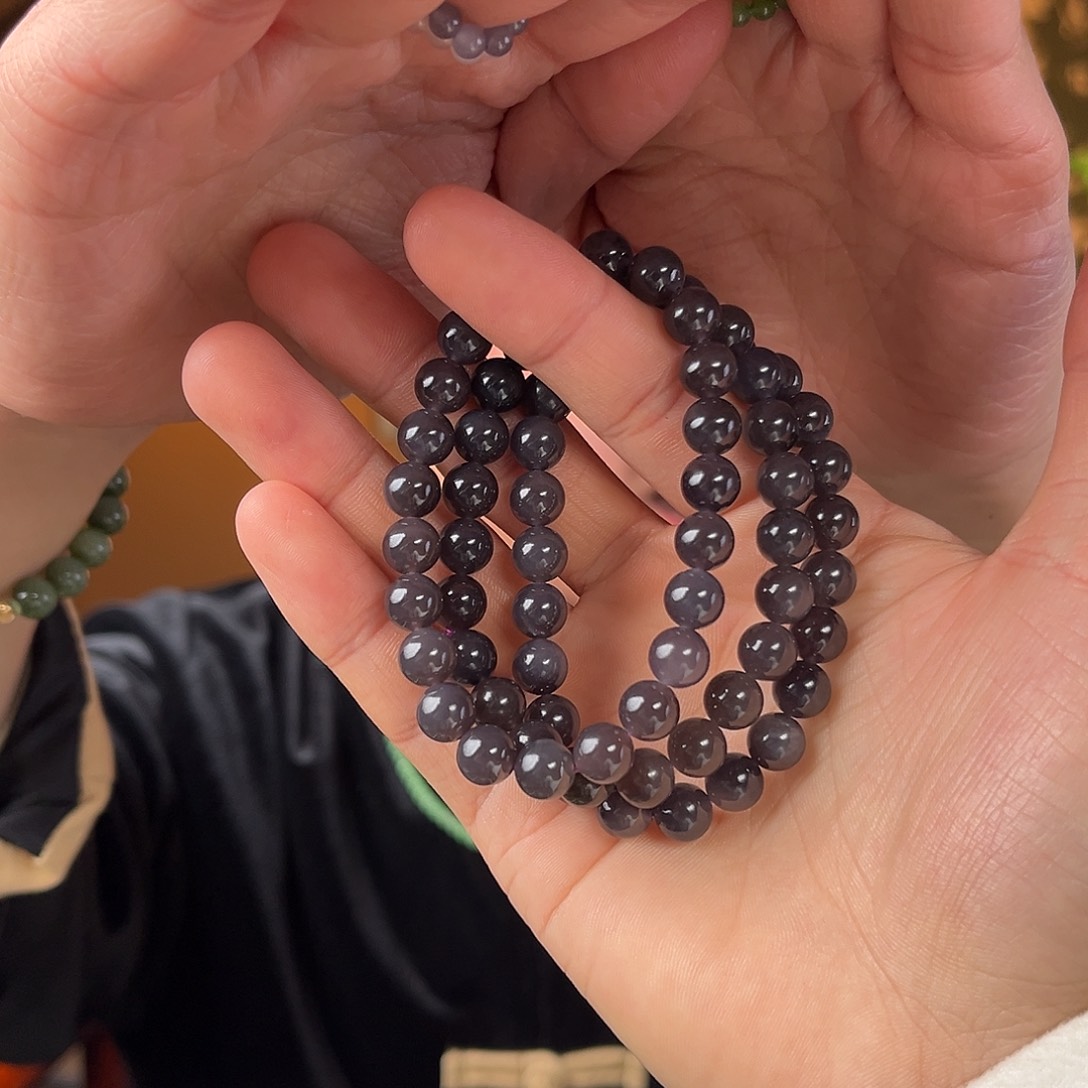 和田玉手串未镶嵌dw紫单圈多样性发货拍一发一