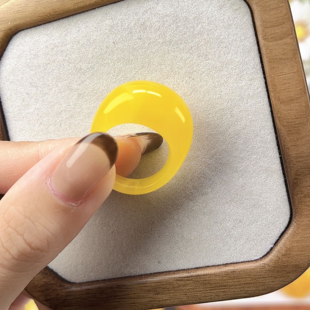 琥珀戒指未镶嵌16指围焦皮馒头戒