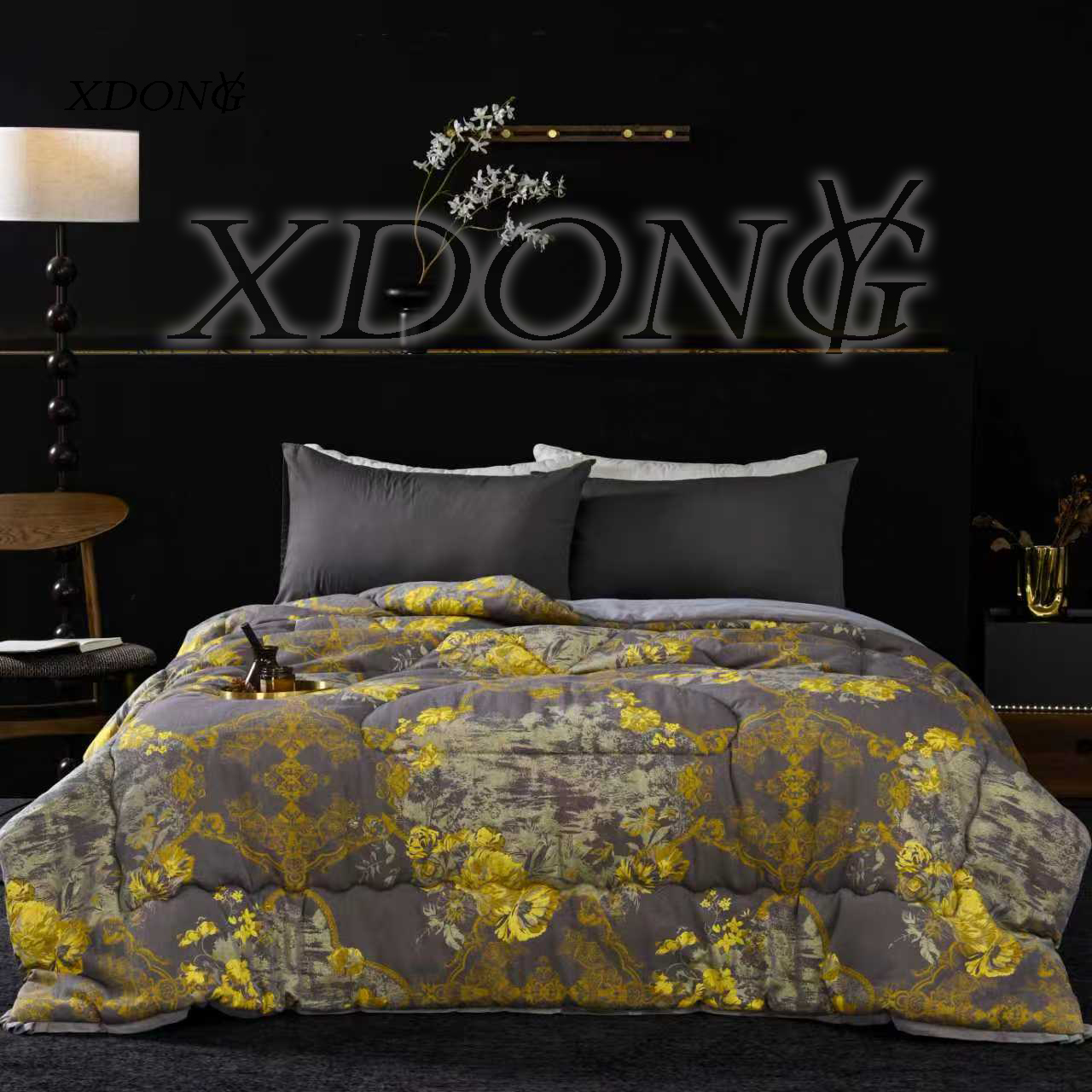 XDONGY（冬云家纺）200*230顶奢国风云锦 湖边花黄色 亲肤透气 冬被