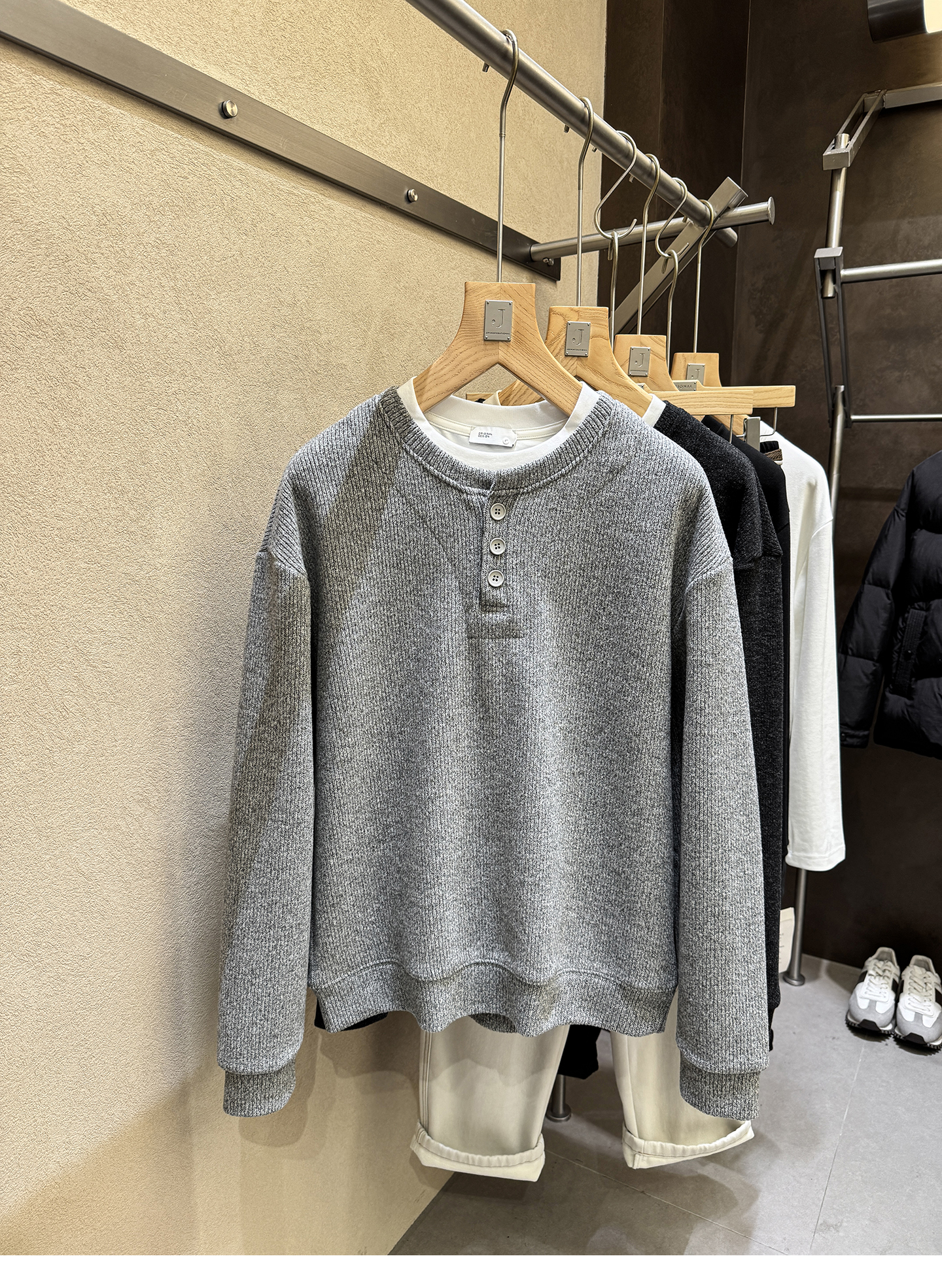 超厚实！质感十足加绒加厚粗针织男士秋冬假两件卫衣5815