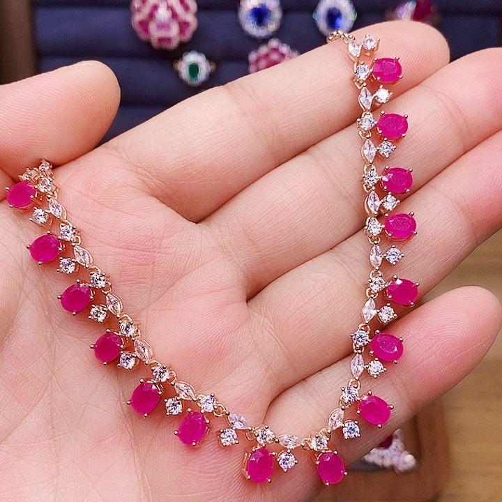 颈饰银S925镶嵌红宝石