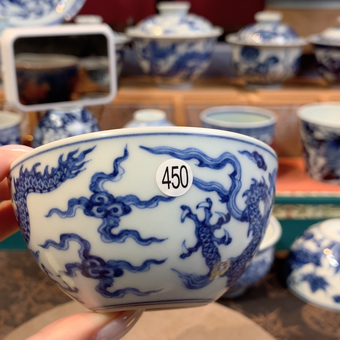 啊***南450青花铠甲龙单杯qd308