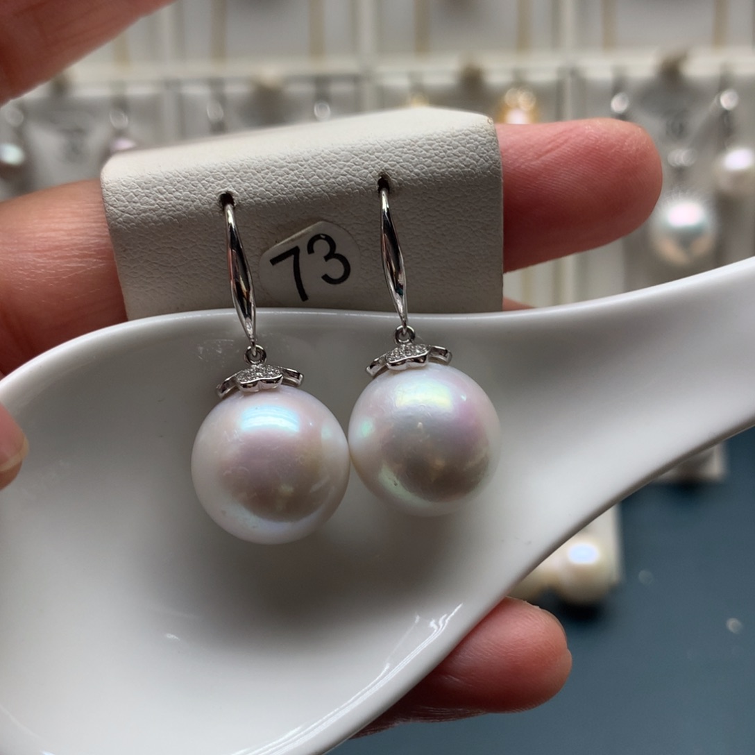 银S925镶嵌淡水珍珠耳饰兰*