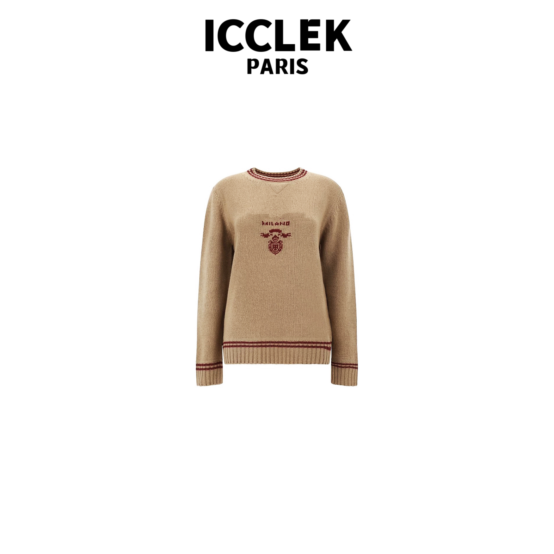 XY 卡其色圆领图案套头衫简约时尚大气百搭 套头衫  -5059