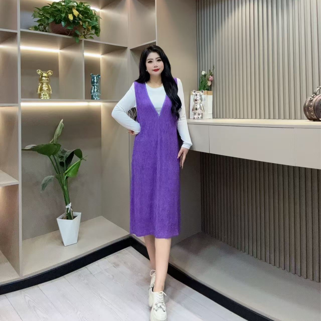 春季两件套-品 5931时尚休闲百搭拉链洋气潮流显瘦MM大码女装新款