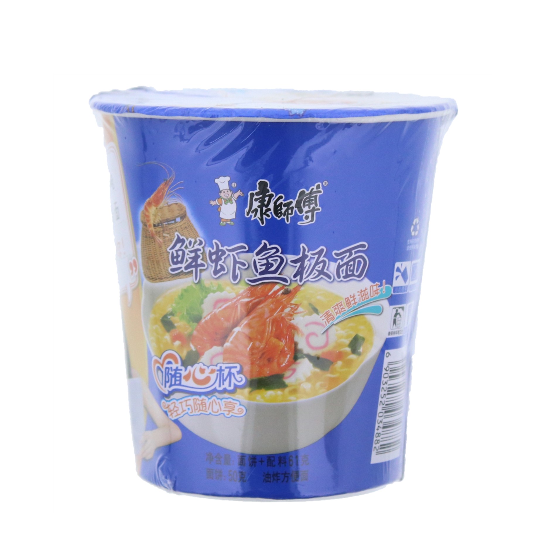 康师傅随心杯面鲜虾鱼板面 61g