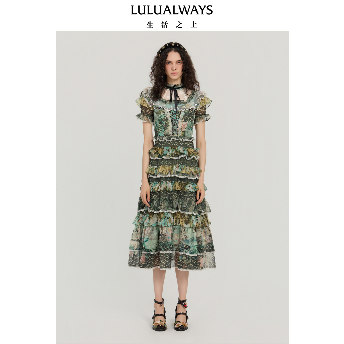 LULUALWAYS【商场同款】25秋季新款【森麓絮话】长款蛋糕裙连衣裙