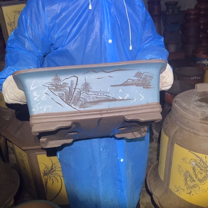 紫砂紫砂花盆和小