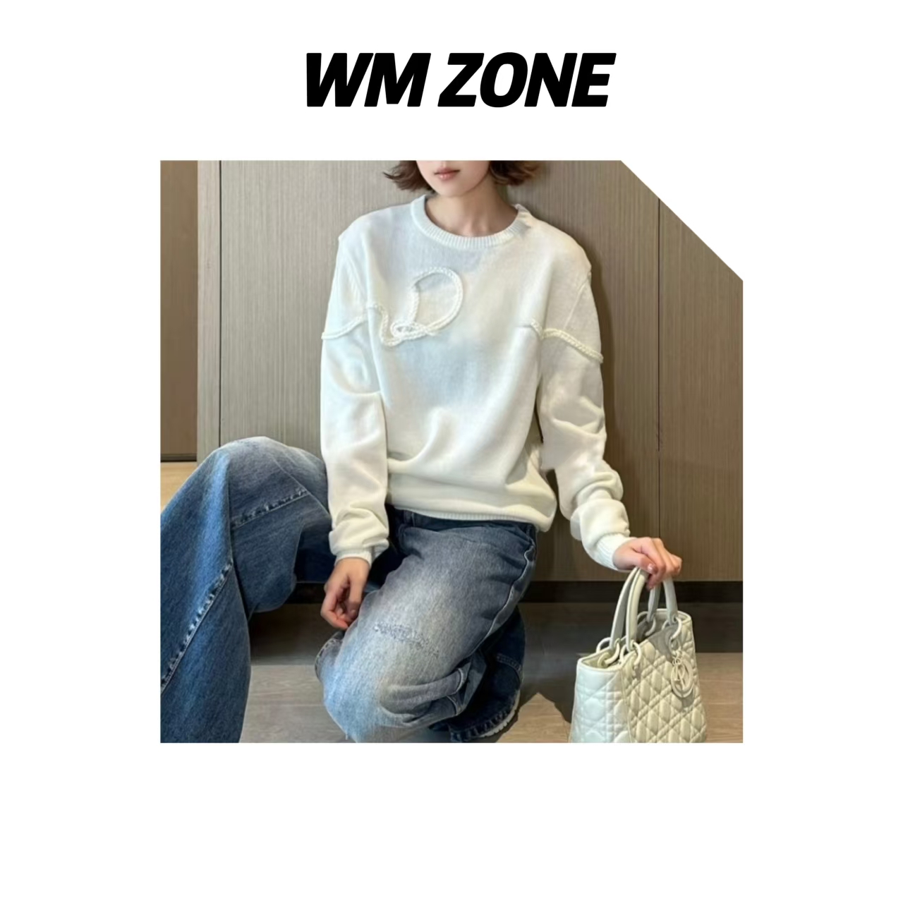 WM 4131 重工立体字母绳绣羊毛针织衫