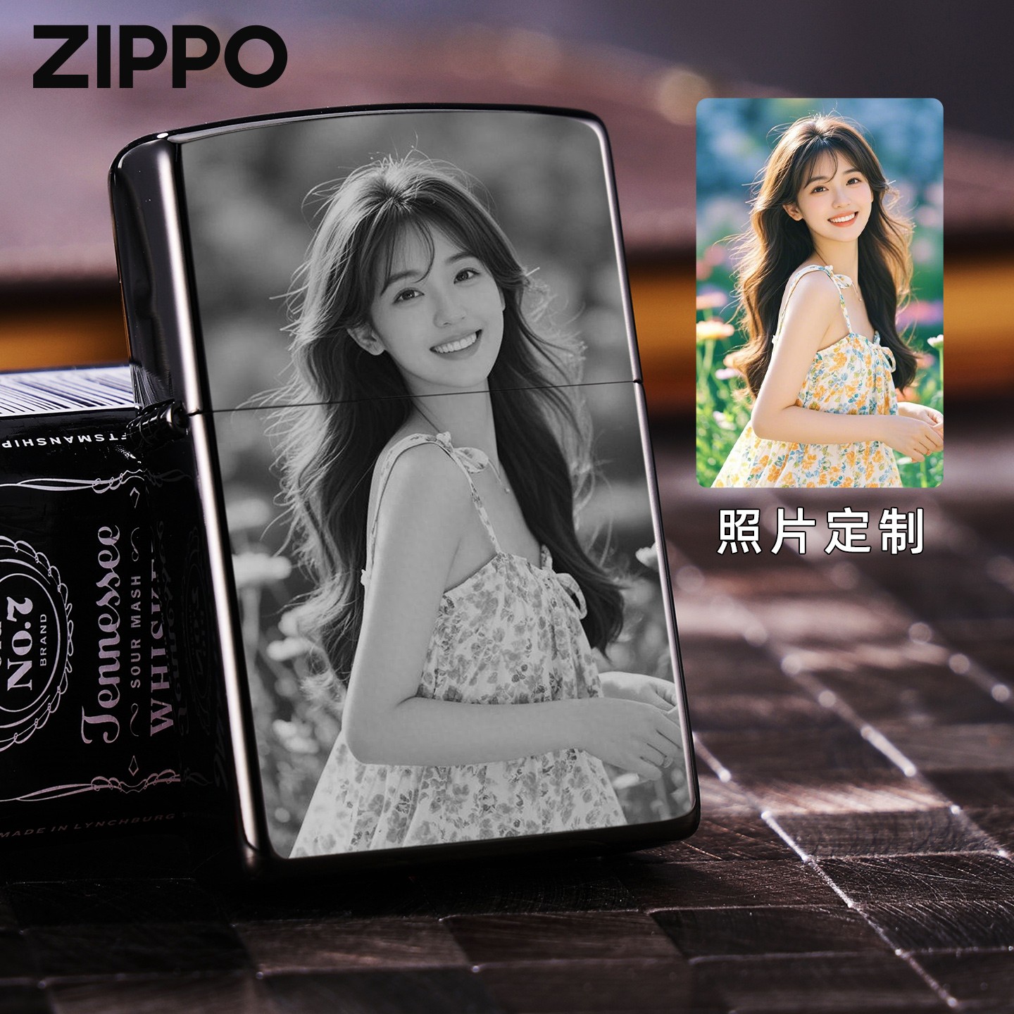 【定制照片】Zippo打火机黑冰彩印个性创意定制官方正品防风打火机