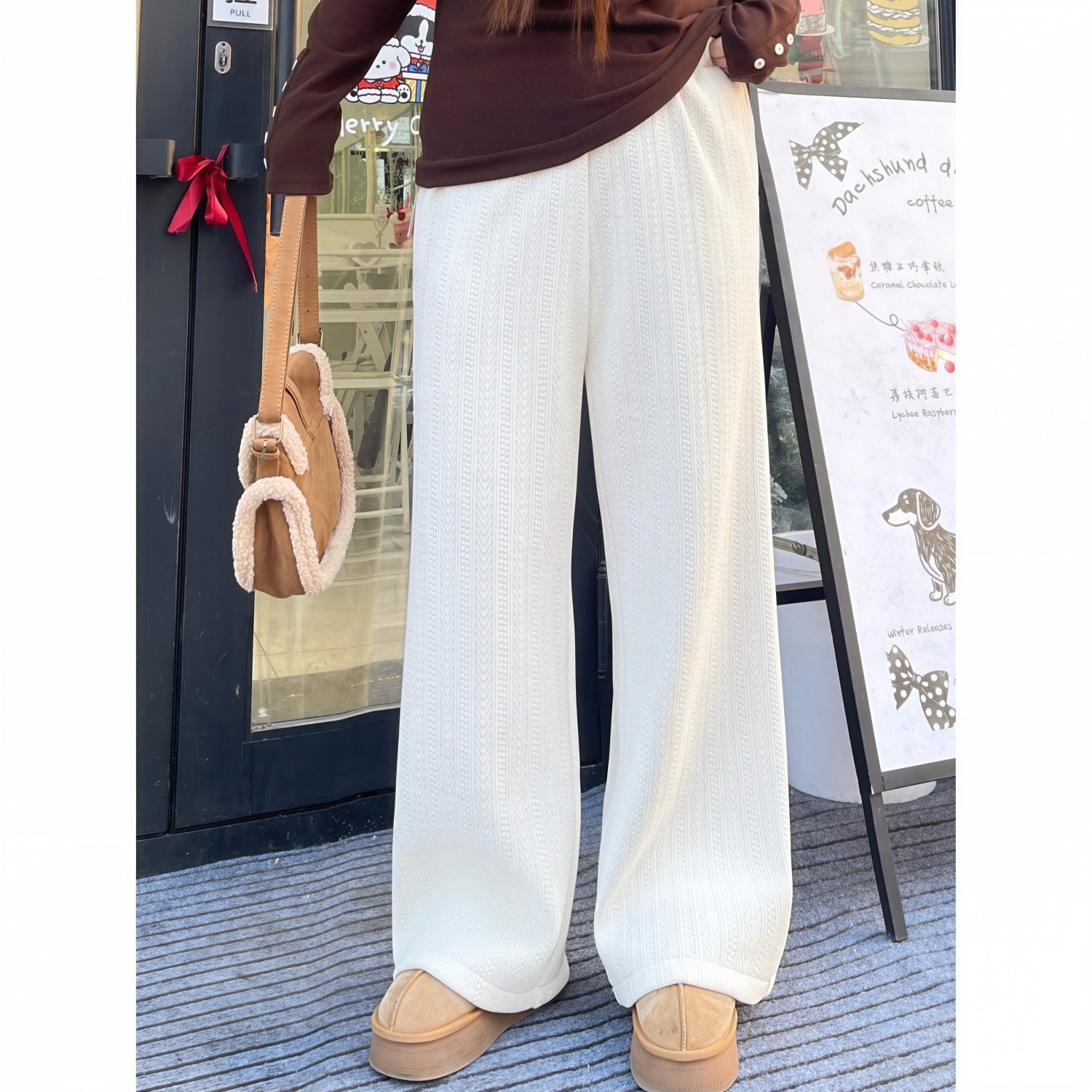 花契“神明少女”大码女装冬季简约200斤胖mm时尚加厚休闲裤5555-C