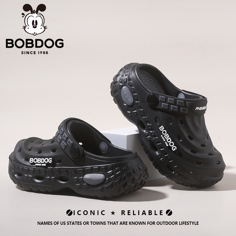 Bobdog/巴布豆夏新款儿童防滑软底休闲外穿透气EVA百搭耐磨洞洞鞋
