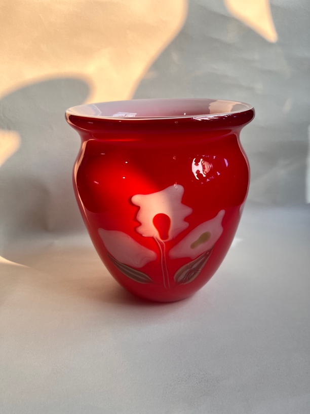 老琉璃花瓶 高度19口径12cm 微瑕蓝色