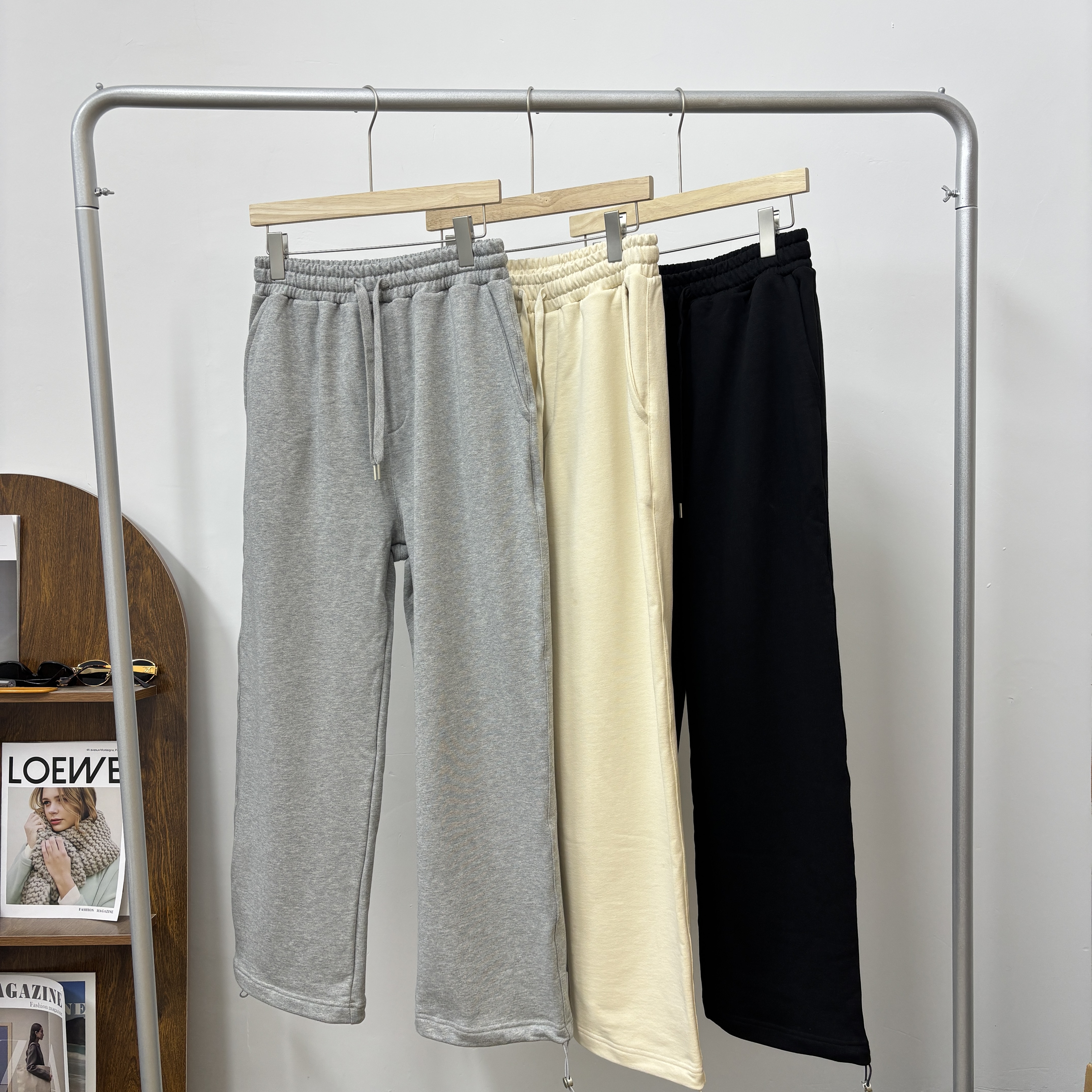 纯棉加厚毛圈阔腿直筒裤 （不加绒）