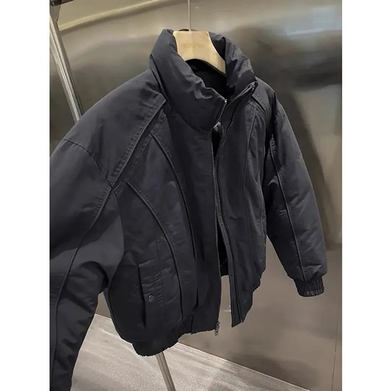 cleanfit美式短款棉服男秋冬款高级感痞帅立领棉衣设计感潮流外套