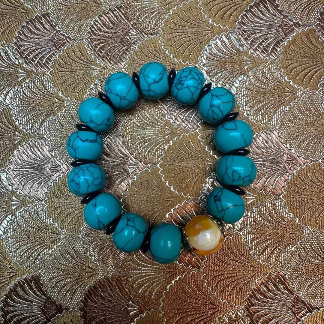 【 炎轩文趣斋】绿色带点黄圆珠一点手串（不带礼盒）