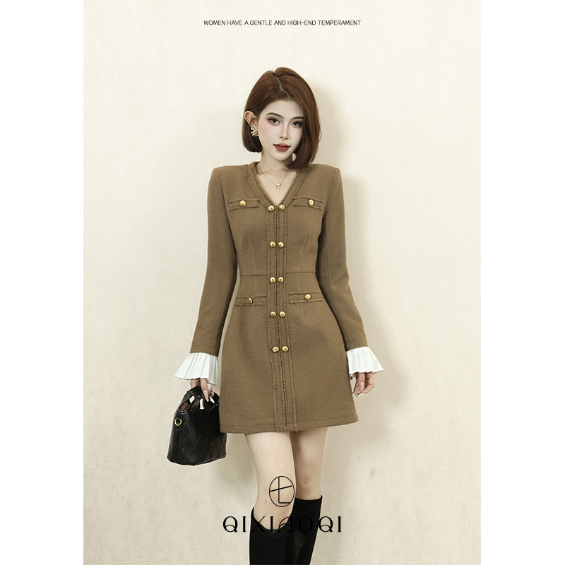 七小七Sicily【时髦攻略】法式白色小香风连衣裙秋冬高级感轻奢长裙