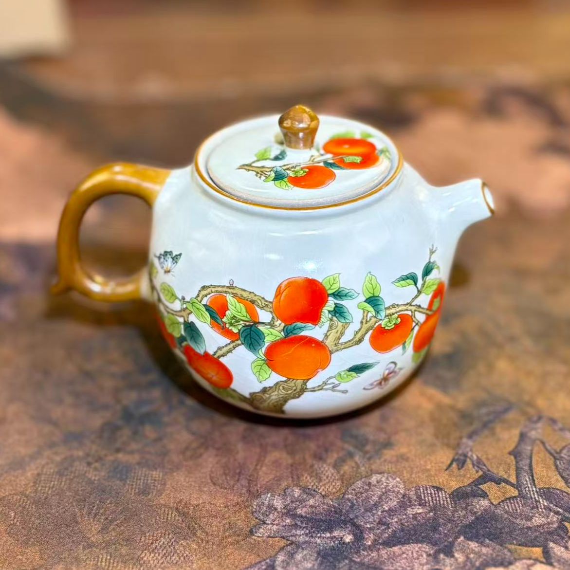 w4039柿柿如意汝瓷茶壶