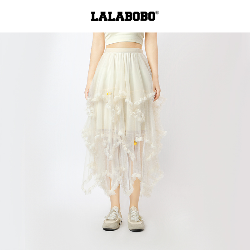 LALABOBO小蜜蜂网纱白色半身裙RBFA-WXSQ22