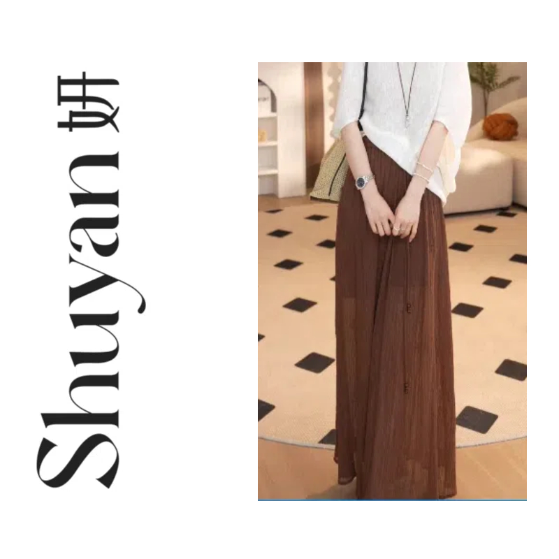 Shuyan妍【干丝裙】QC高级感大气松紧氛围感棉感百褶半身裙10001