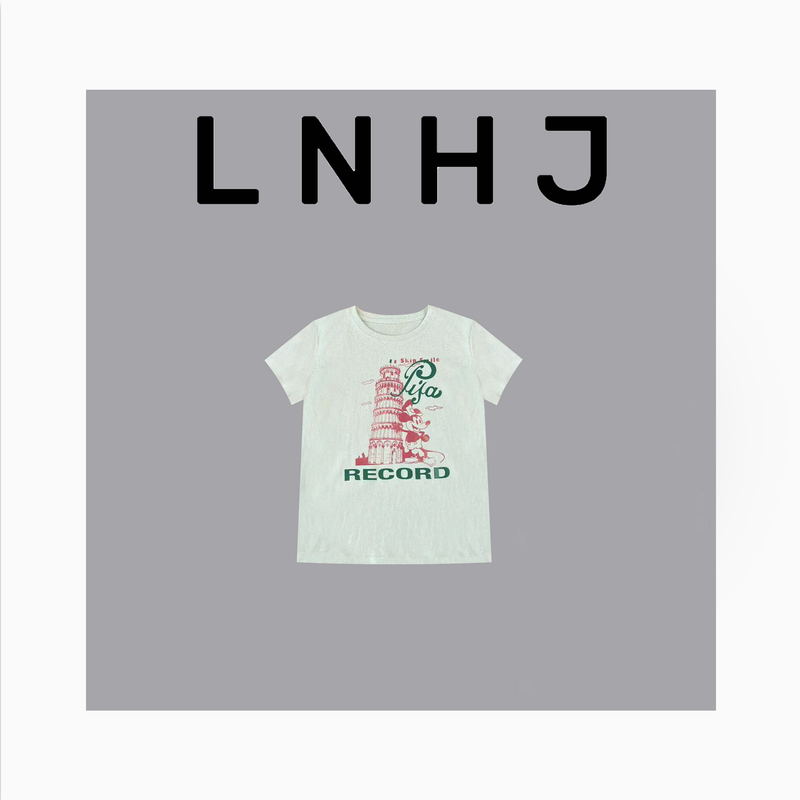 LNHJ【蜜瓜苏打】精致米奇印花立体植绒字母圆领短袖T恤