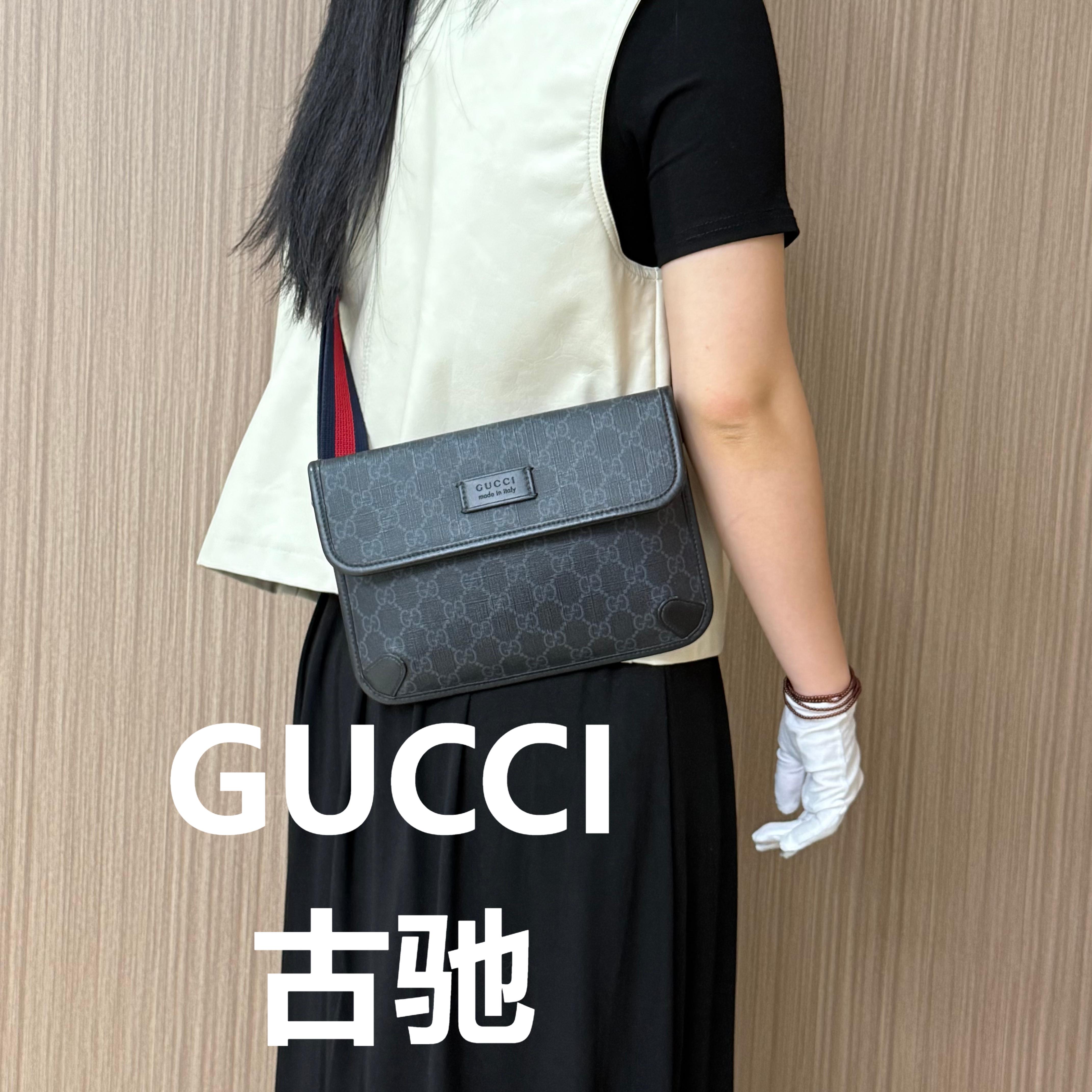 95新 GUCCI/古驰 黑老花腰包/甜甜精选/H05337