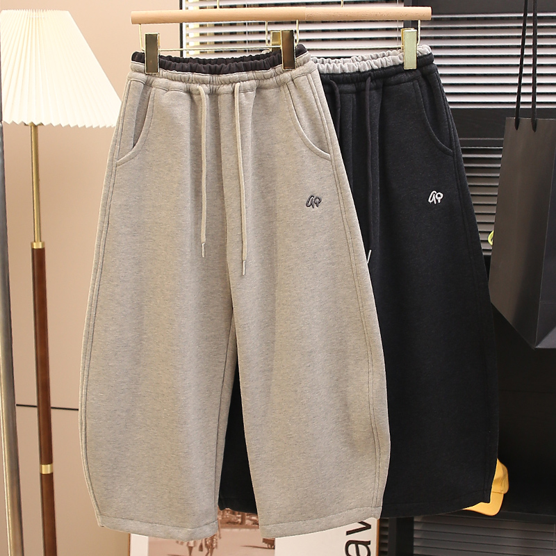 弯刀裤童装男童加绒卫裤2025新款中大儿童秋冬装休闲长裤宽松帅气