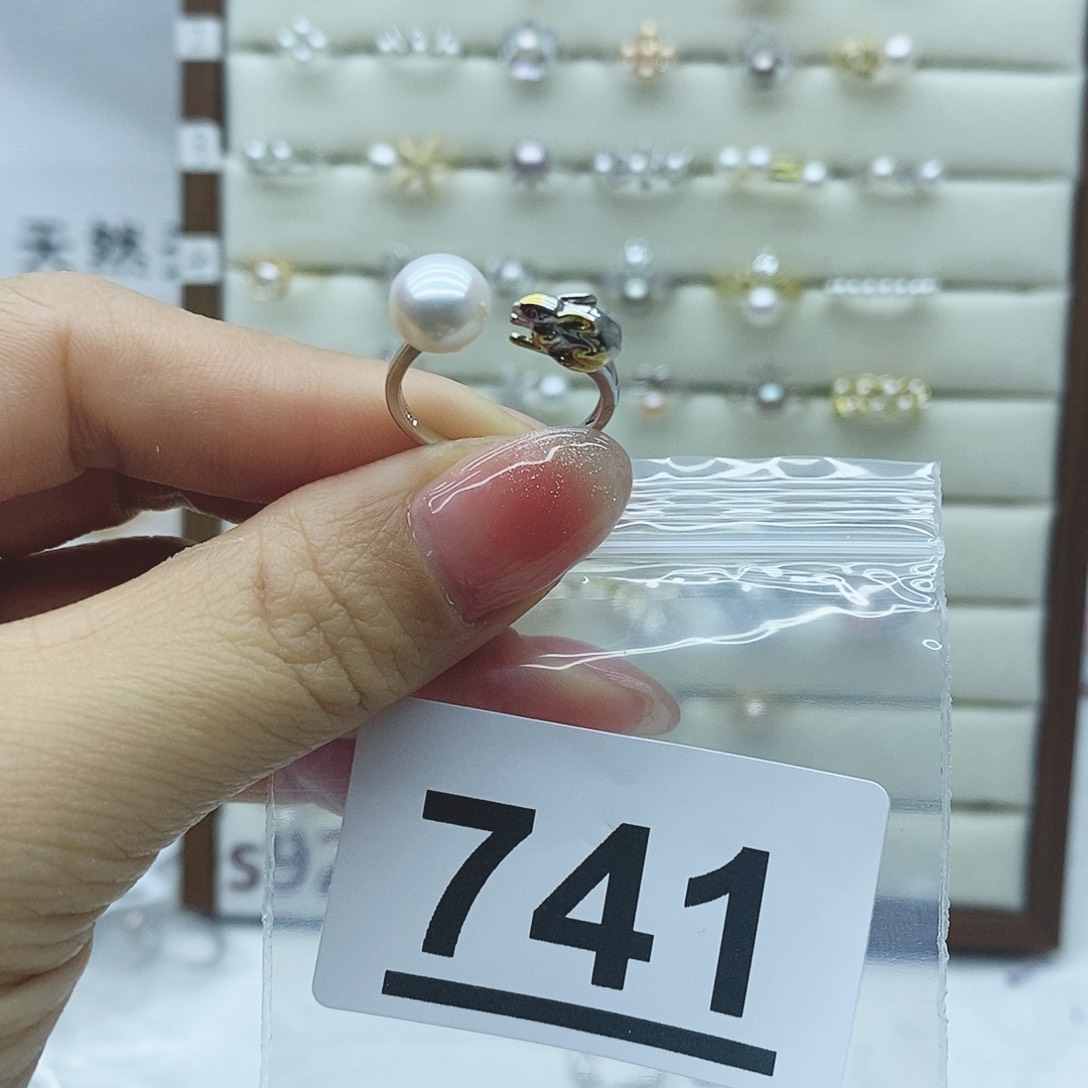 淡水珍珠戒指银S925镶嵌741