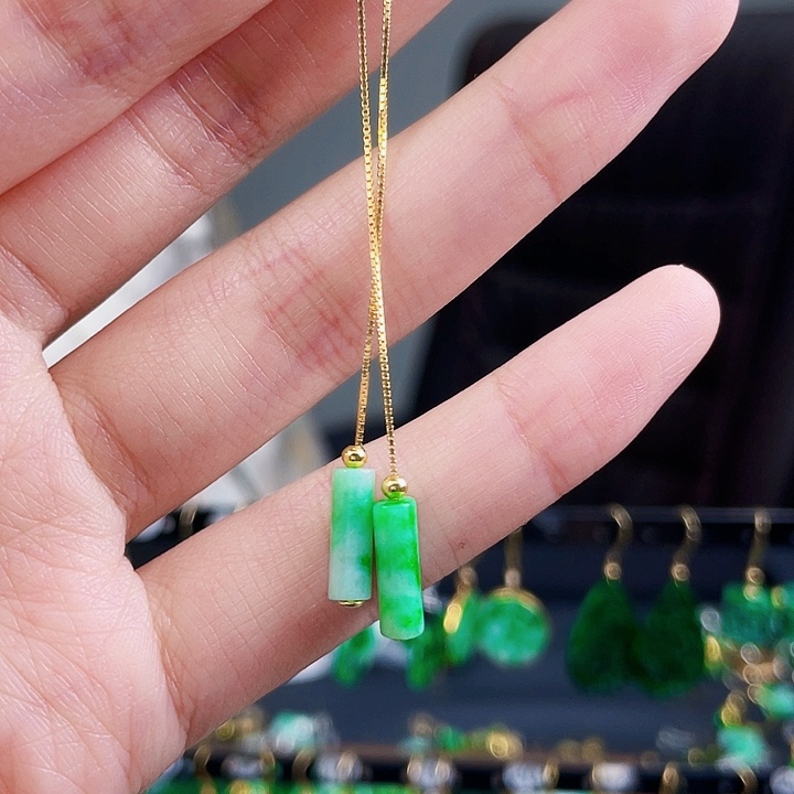 翡翠耳饰银S925镶嵌饰品