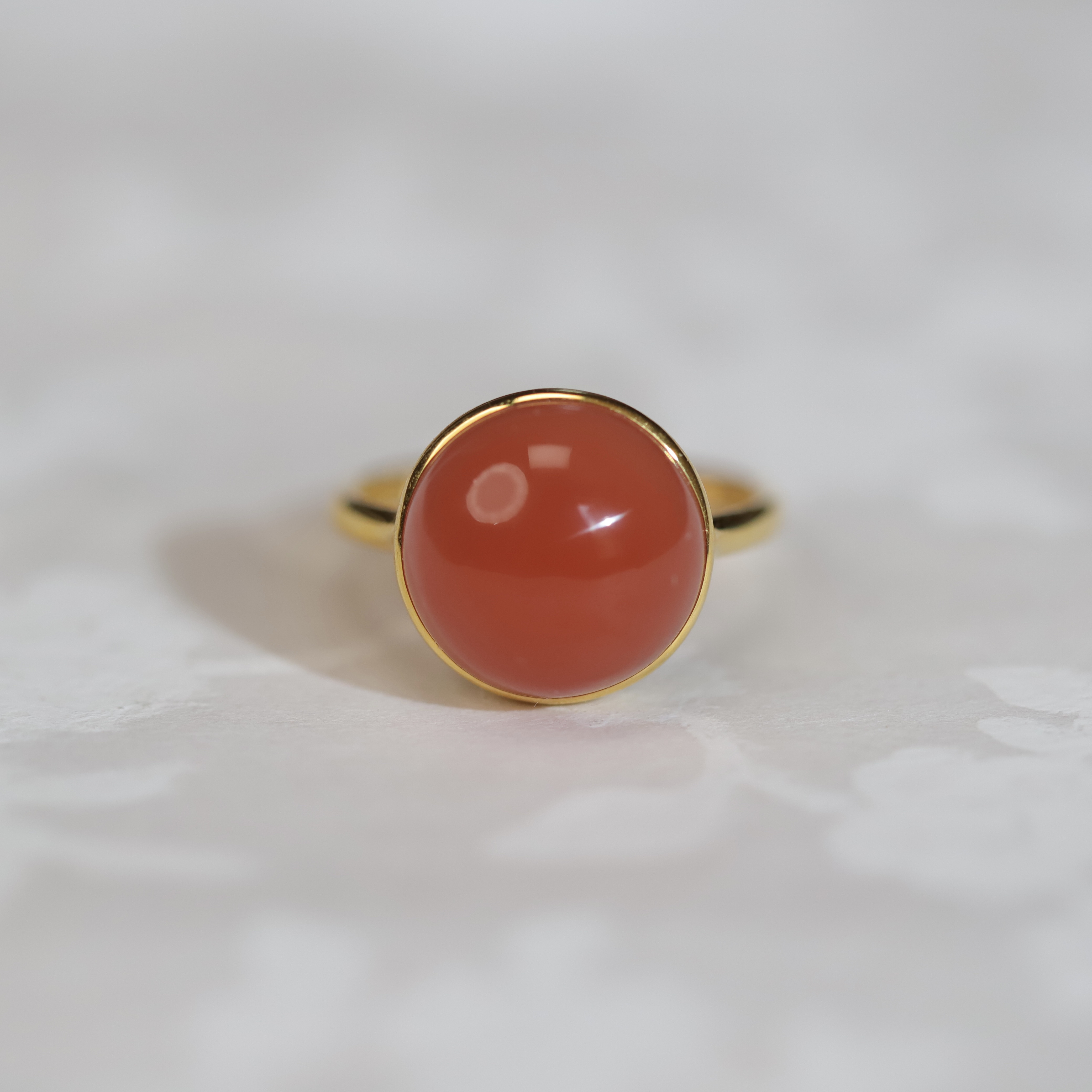 南红圆戒指18K金经典款百搭精致