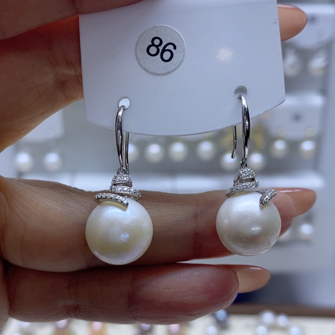 淡水珍珠耳饰银S925镶嵌