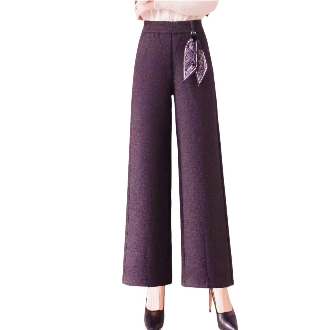 2025秋冬新款加厚松紧腰直筒裤九分休闲裤显瘦女裤子22662裤长93